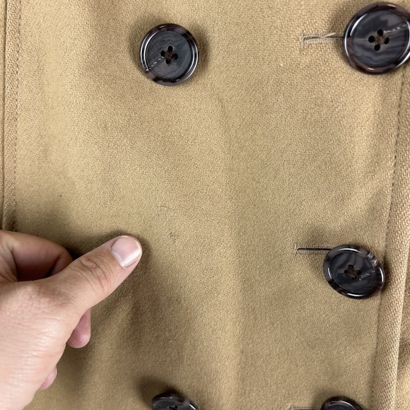 J. CREW Double Breasted Wool Blend Pea Coat Camel Jacket Women's Size Large Y2K - Picture 5 of 13